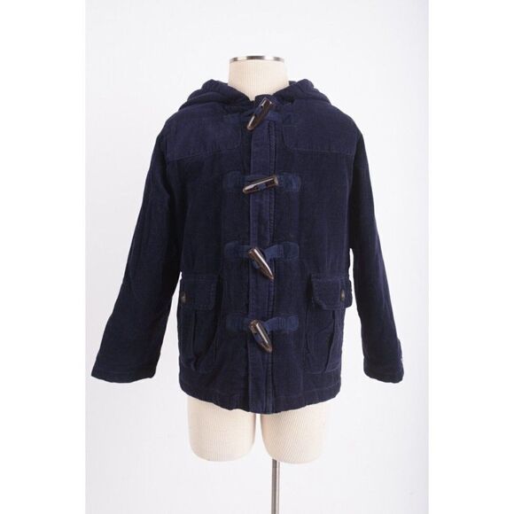 Gymboree Kids Toddler Toggle Coat 2T Corduroy Fleece lined Navy Blue Hooded - Picture 1 of 6